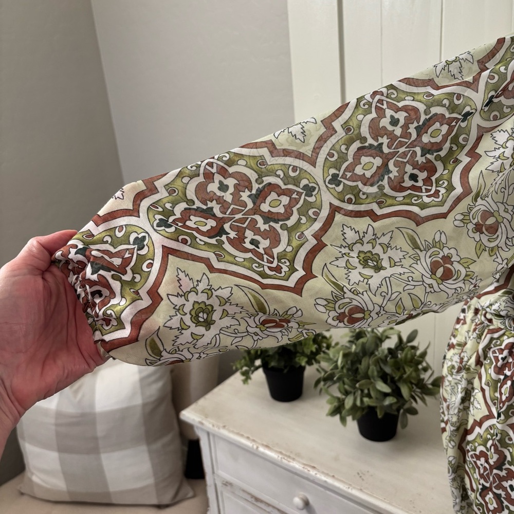 New SOFT SURROUNDINGS Zia Medallion Print Maxi Dress Size 3X Lined Tie Waist - Picture 7 of 14